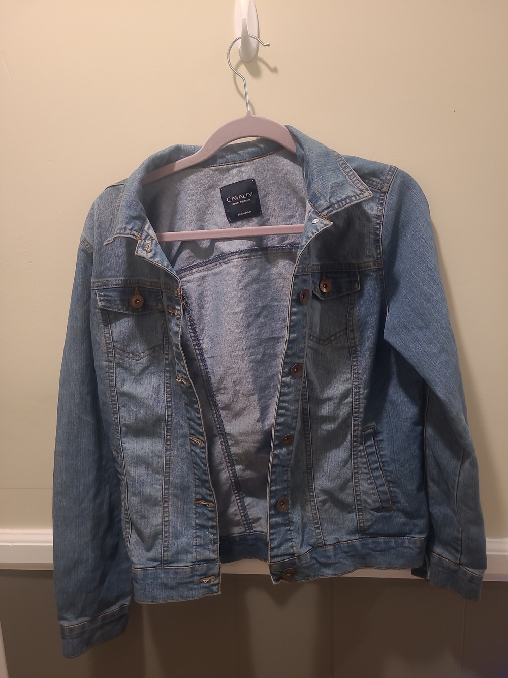 Cavalini Denim Collection M Distressed Blue Denim Jacket  Stretch